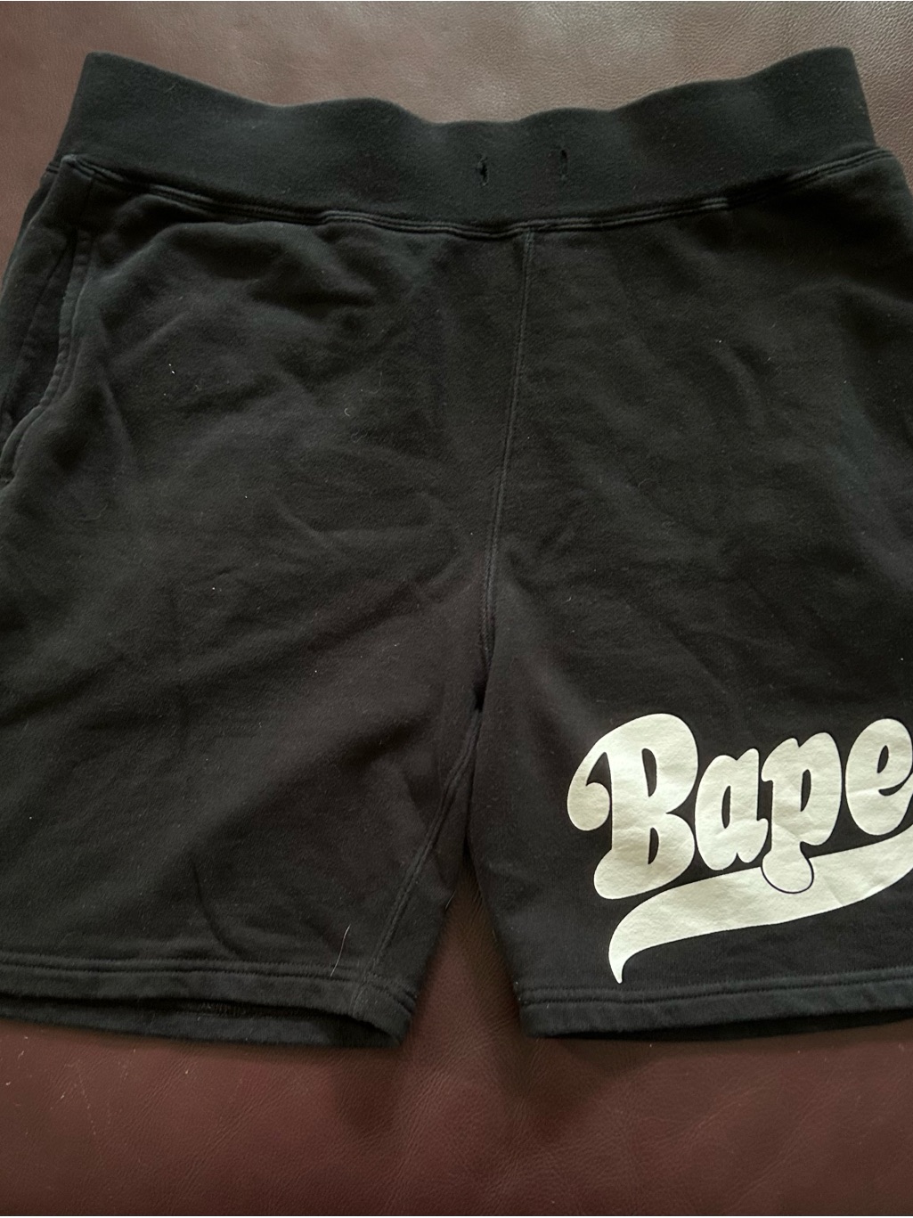 Authentic Bape Black Shorts With White Script Logo